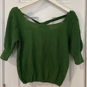 Crop sweater blouse - gorgeous green with flirty tie back